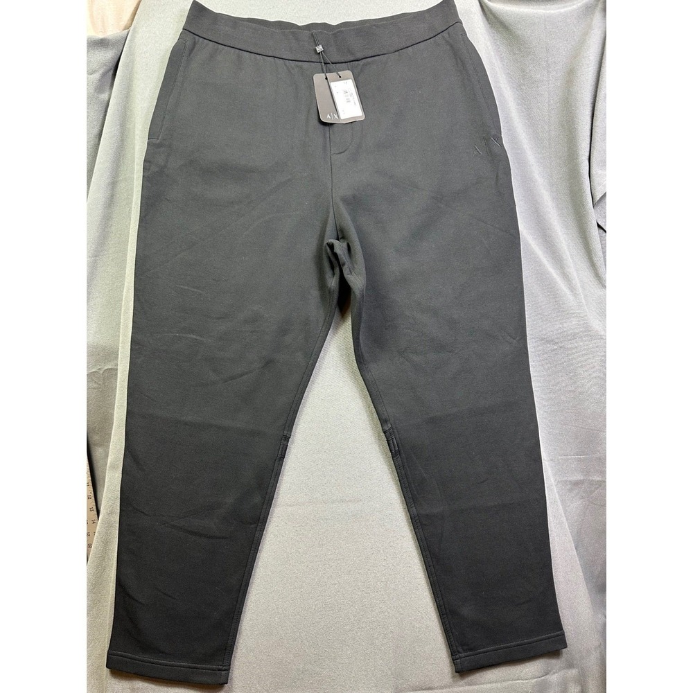 Armani Exchange Men's Black Pique Tapered Trousers XL 6KZPFP ZJ6MZ New - Picture 2 of 15